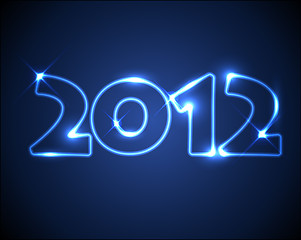 Image showing Blue vector neon New Year card 2012