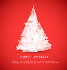 Image showing Vector modern card with abstract white christmas tree