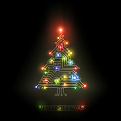 Image showing Vector christmas tree from digital circuit