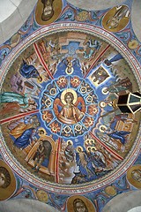 Image showing Ceiling of the church, depicting the life of Jesus