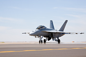 Image showing F-18 Hornet taxiing