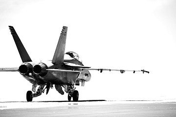 Image showing F18 taxiing bw