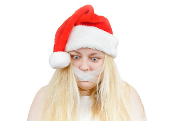 Image showing crazy girl in a Santa hat