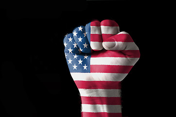 Image showing Fist painted in colors of usa flag