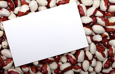 Image showing Haricot beans background with empty price card