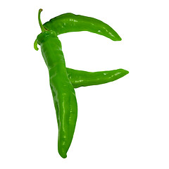 Image showing Letter F composed of green peppers