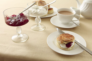 Image showing English cream tea horizontal