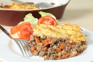 Image showing Shepherds pie with serving dish