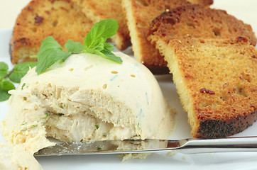 Image showing chicken meat pate with garlic bread