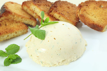 Image showing Moulded chicken pate and garlic toast