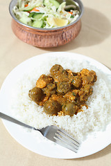 Image showing Chicken mushroom curry and salad