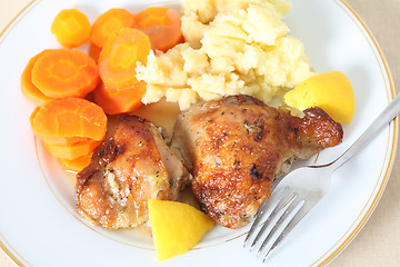 Image showing Lemon chicken meal high angle