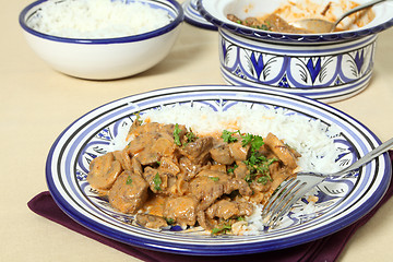 Image showing Beef stroganoff meal horizontal