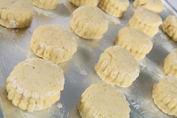 Image showing Raw scones on a baking tray