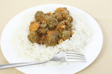 Image showing Mushroom curry and rice