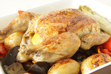 Image showing Roast chicken and vegetable