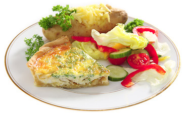 Image showing Plate of Quiche with baked potato