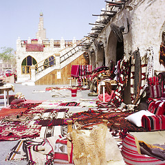 Image showing Textiles in Qatari souq