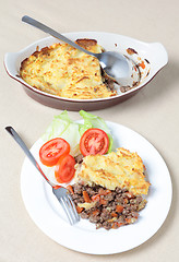 Image showing Shepherds pie with serving dish
