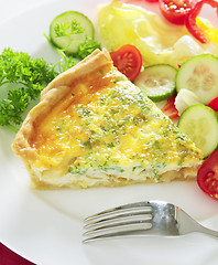 Image showing Cheese quiche with salad