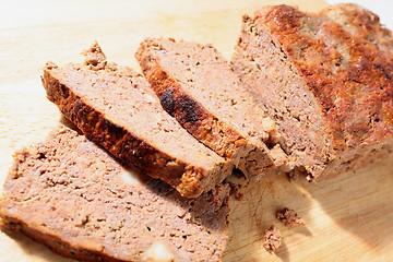 Image showing Homemade meatloaf side view