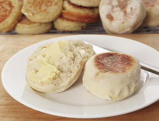 Image showing Buttered English muffin