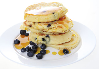 Image showing American blueberry pancakes