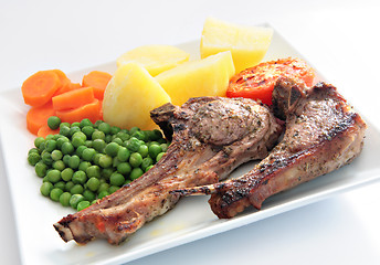 Image showing Grilled marinated lamb chops meal