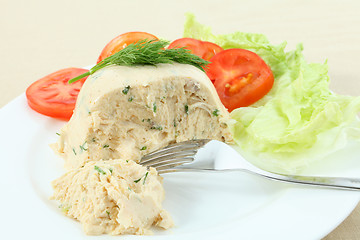 Image showing Chicken meat pate and salad