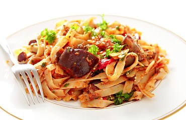 Image showing Aubergine with pasta