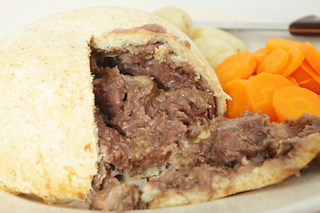 Image showing Steak and kidney pudding cut open