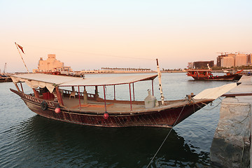 Image showing Doha dhows in the evening