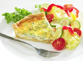 Image showing Cheese quiche horizontal with salad