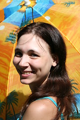 Image showing Pretty girl against exotic background