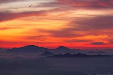 Image showing sunset in the mountains 