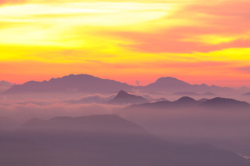 Image showing sunset in the mountains 