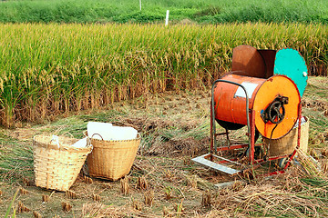 Image showing Vintage rice wood machine 