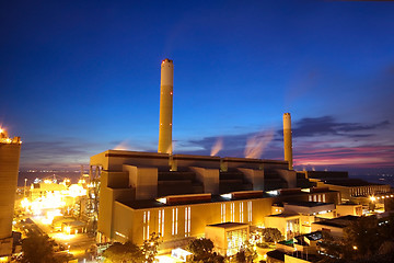 Image showing coal power station and night blue sky 
