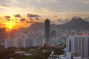 Image showing sunset in city