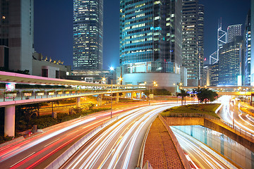 Image showing traffic night in downtown area