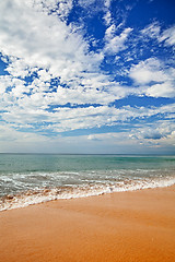 Image showing Surf on beach - vertical landscape