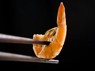 Image showing Shrimp on Chopstick