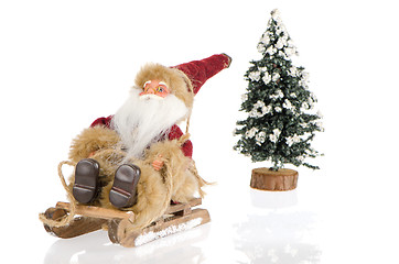 Image showing Miniature of Santa Claus on sleigh