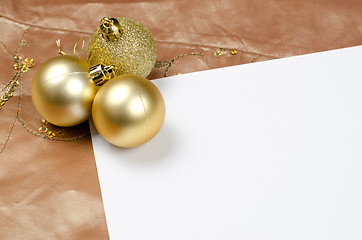 Image showing Gold christmas balls