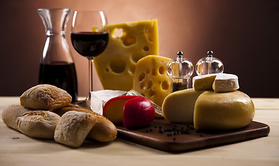Image showing Wine and Cheese still life 