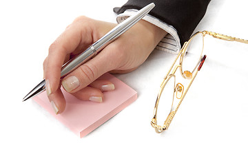 Image showing  Womans hand with pen