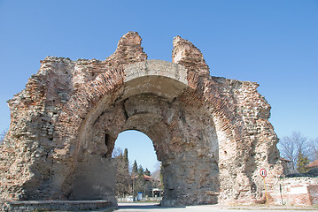 Image showing The Main Gate of the fotress wall in Hissar, Bulgaria (close up)