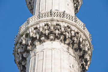 Image showing Balcony of a minaret of the Blue Mosque