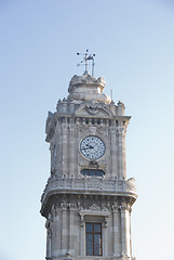 Image showing The Clock tower in the Front Of Dolmabache Palace - Close Up