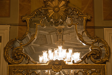 Image showing Chandelier in the Main Entrance Hall - Mirror reflections